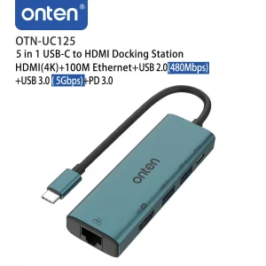 Onten 5 in 1 USB-C Docking Station UC125